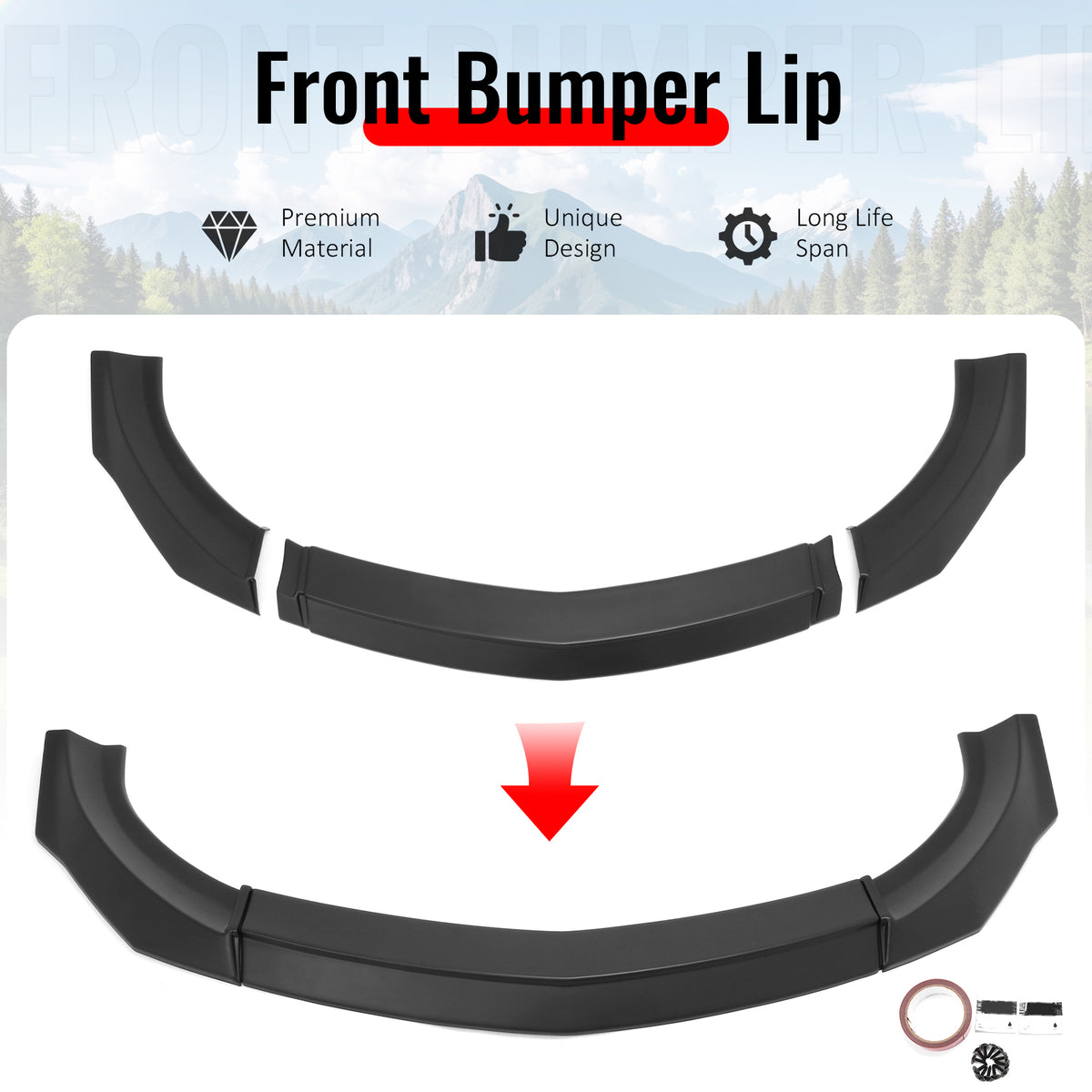For 23-26 Nissan Z 400Z IKON Style Front Bumper Lip Chin Spoiler Matte Black ABS