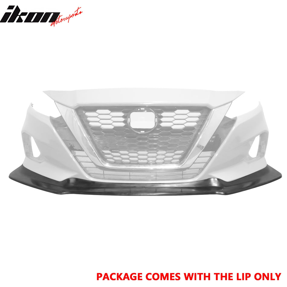 IKON MOTORSPORTS Front Bumper Lip, Compatible with 2019-2022 Nissan Altima, IK V4 Style Unpainted Black PU Air Dam Chin Spoiler Protector Splitter 1PC