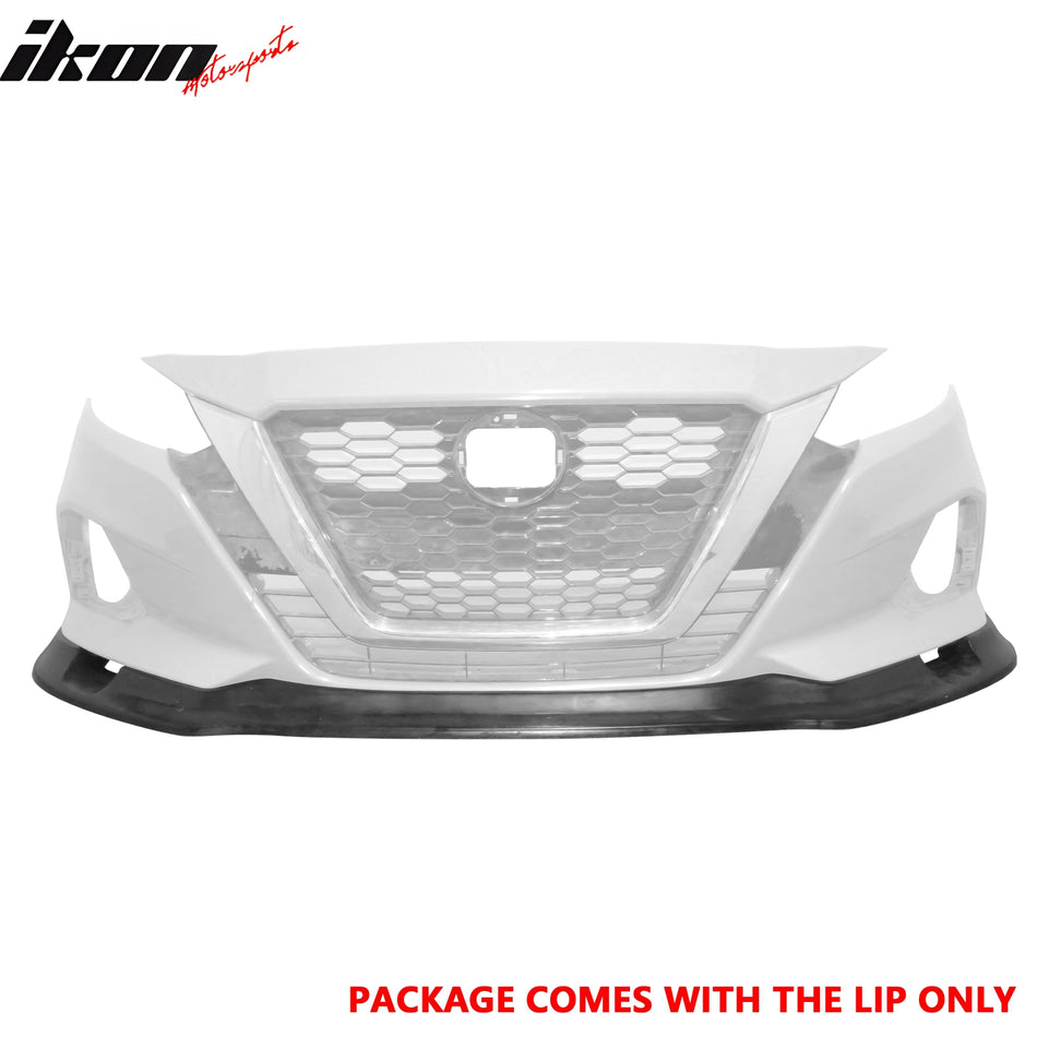 IKON MOTORSPORTS Front Bumper Lip, Compatible with 2019-2022 Nissan Altima, IKFM Style Unpainted Black PU Air Dam Chin Spoiler Protector Splitter 1PC