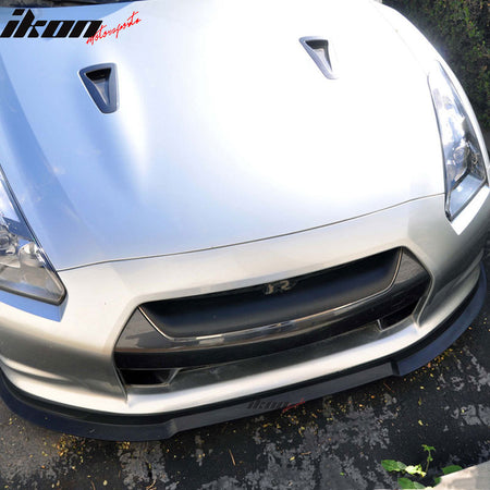 Front Bumper Lip Compatible With 2009-2011 NISSAN GT-R, S Style PU Black Front Lip Spoiler Splitter Air Dam Chin Diffuser Add On by IKON MOTORSPORTS, 2010