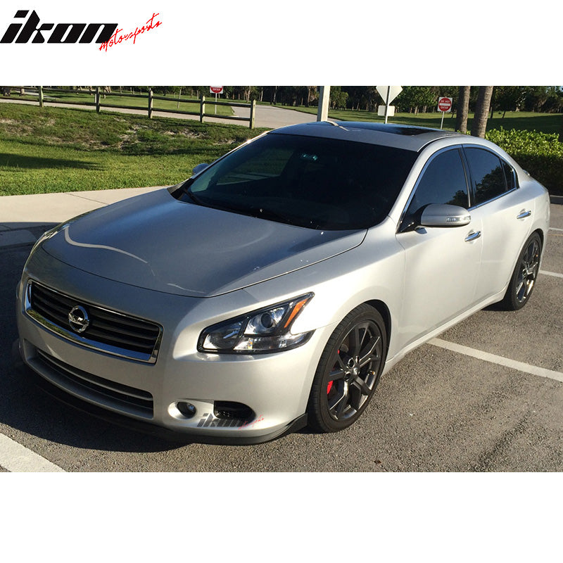 Front Bumper Lip Compatible With 2009-2015 Nissan Maxima, CS Style PU Black Front Lip Spoiler Splitter by IKON MOTORSPORTS, 2010 2011 2012 2013