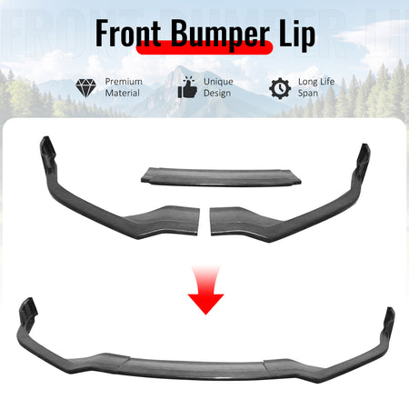 Fits 16-18 Nissan Maxima Front Bumper Lip Spoiler Splitter PU Unpainted 3PCS