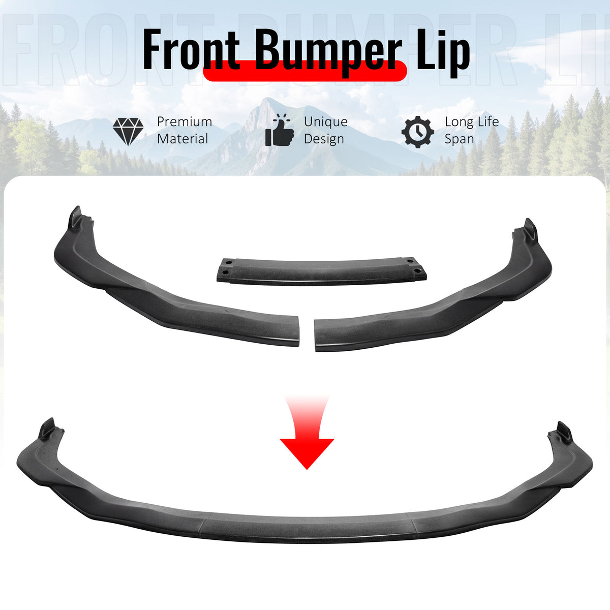 Fits 19-23 Nissan Maxima STL Style PU Front Bumper Lip Chin Spoiler Unpainted