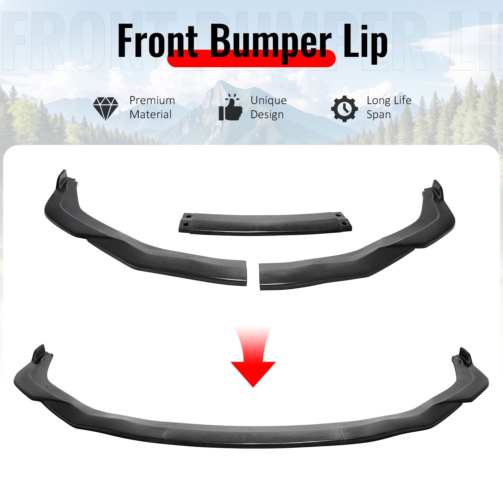 Fits 19-23 Nissan Maxima STL Style PU Front Bumper Lip Chin Spoiler Unpainted