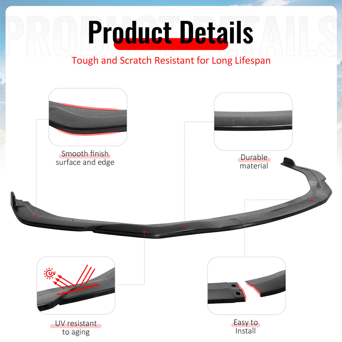 Fits 19-23 Nissan Maxima STL Style PU Front Bumper Lip Chin Spoiler Unpainted