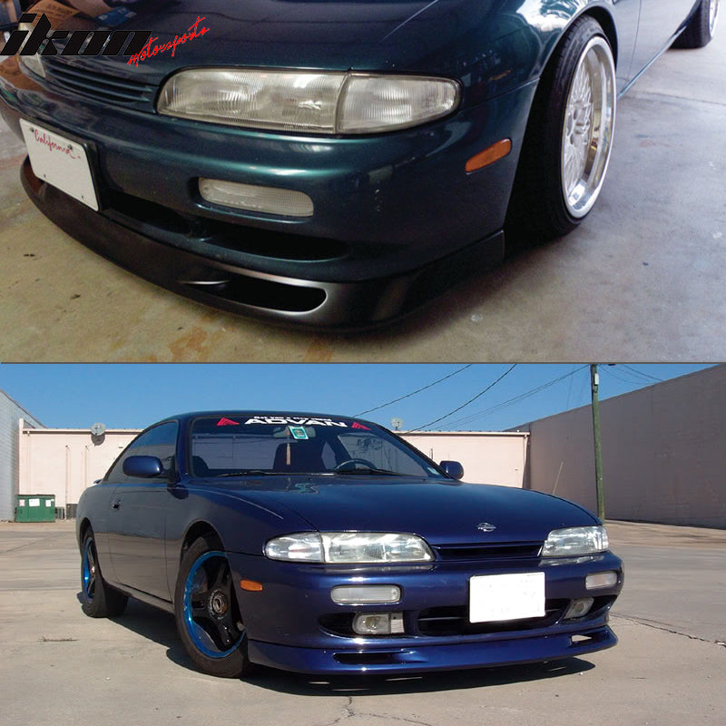 Front Bumper Lip Compatible With 1995-1996 Nissan 240SX GR Style Unpainted Black Spoiler Splitter Valance Fascia Cover Guard Protection Conversion by IKON MOTORSPORTS