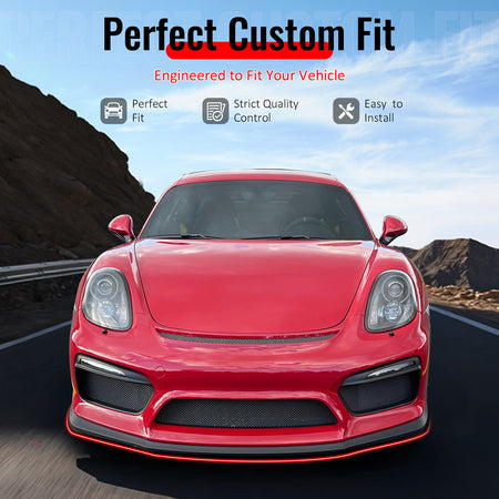 IKON MOTORSPORTS Front Bumper Lip, Compatible with 2016 Porsche 981 Cayman GT4 Only, OE Style Unpainted Black PU Air Dam Chin Spoiler Protector Splitter 1PCS