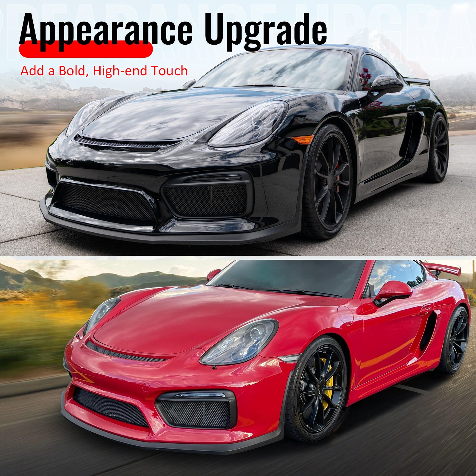 Fits 2016 Porsche 981 Cayman GT4 OE Style Front Bumper Lip Spoiler Unpainted PU