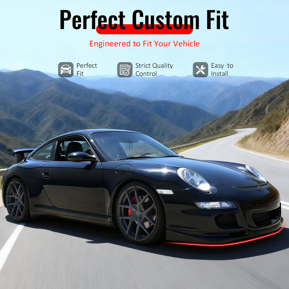 Front Bumper Lip Compatible With 2005-2008 Porsche 997 911, GT3 Style m Black PU Front Lip Finisher Under Chin Spoiler Add On by IKON MOTORSPORTS, 2006 2007