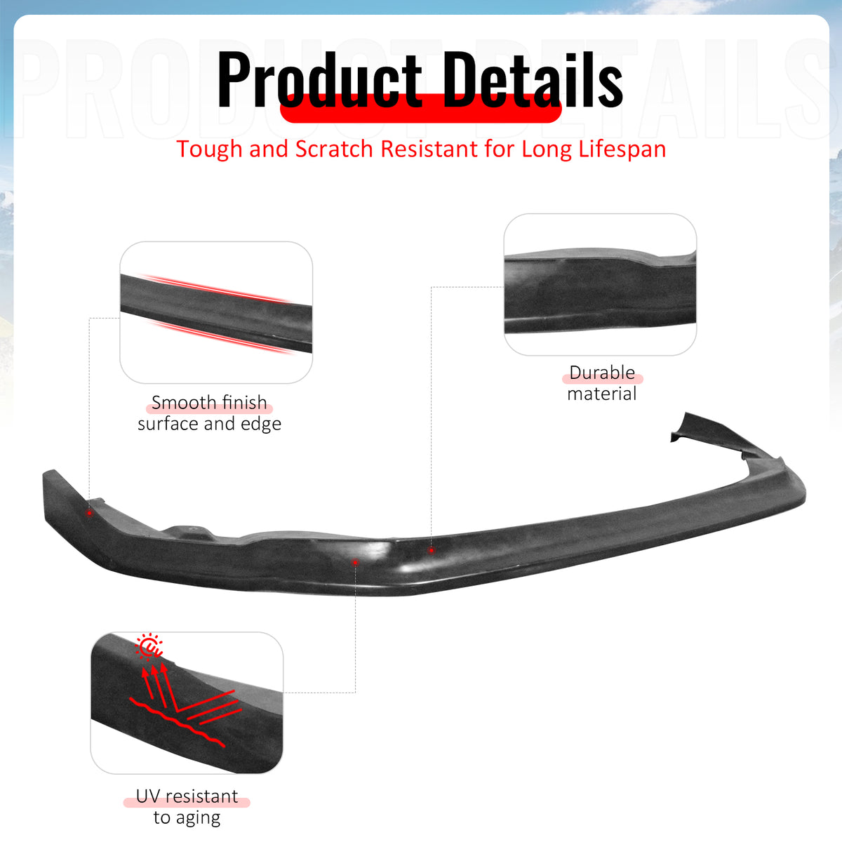 Fits 17-19 Subaru Impreza CS Style Front Bumper Lip Chin Spoiler Unpainted PU