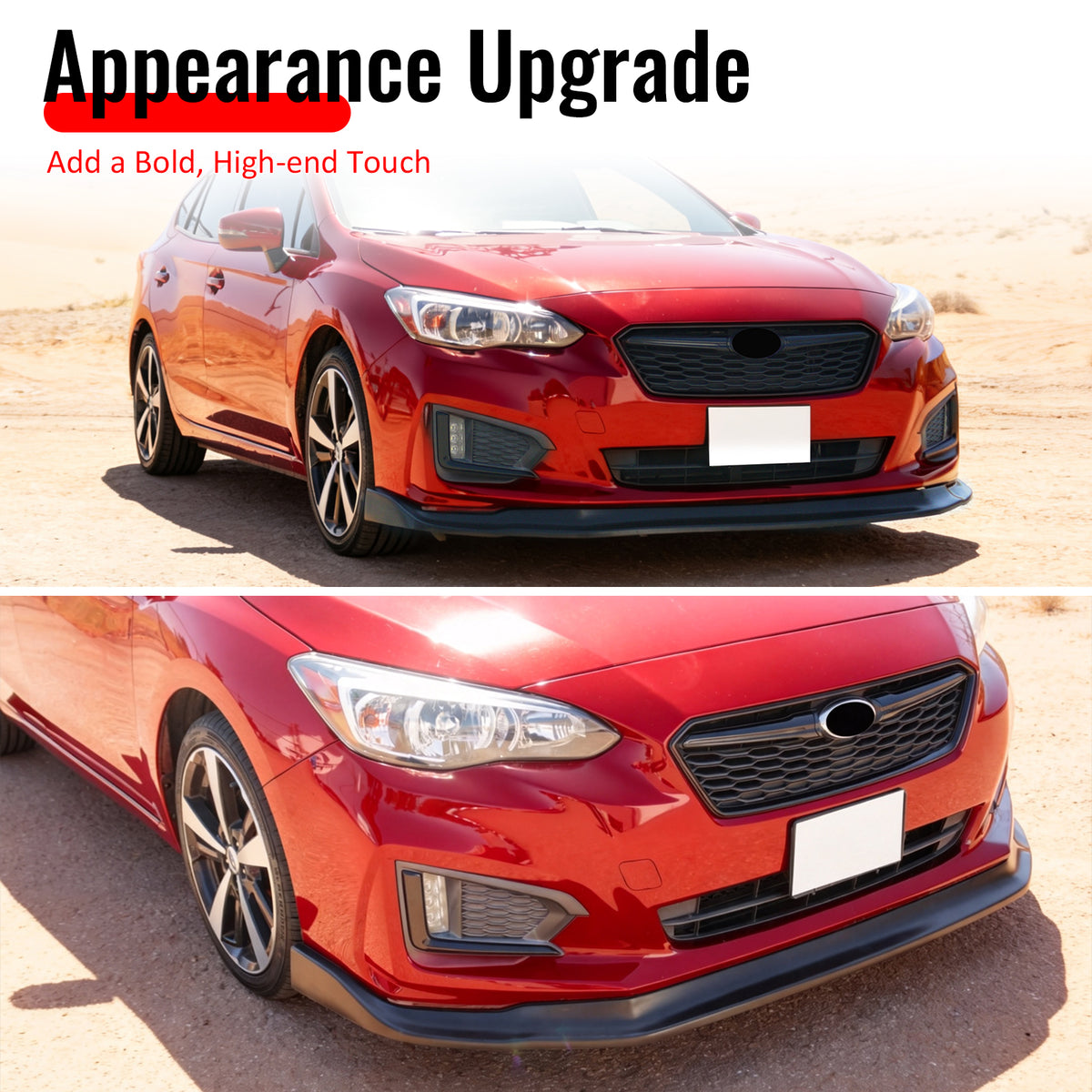 Fits 17-19 Subaru Impreza CS Style Front Bumper Lip Chin Spoiler Unpainted PU