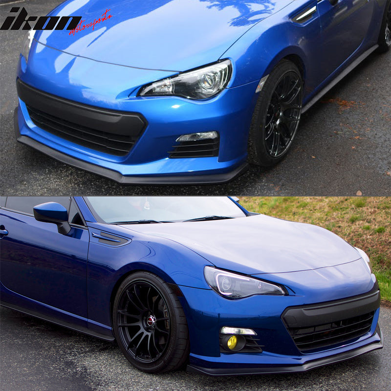 Front Bumper Lip Spoiler Compatible With 2013-2016 Subaru BRZ, CS Style Black PU Front Bumper Lip Spoiler Bodykit Splitter Diffuser Air Dam Chin Diffuser by IKON MOTORSPORTS, 2014 2015