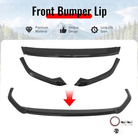 For 23-25 Subaru Solterra ST Style Front Bumper Lip Chin Spoiler Gloss Black ABS