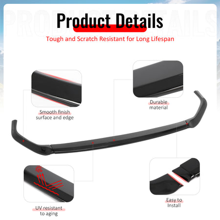 For 23-25 Subaru Solterra ST Style Front Bumper Lip Chin Spoiler Gloss Black ABS