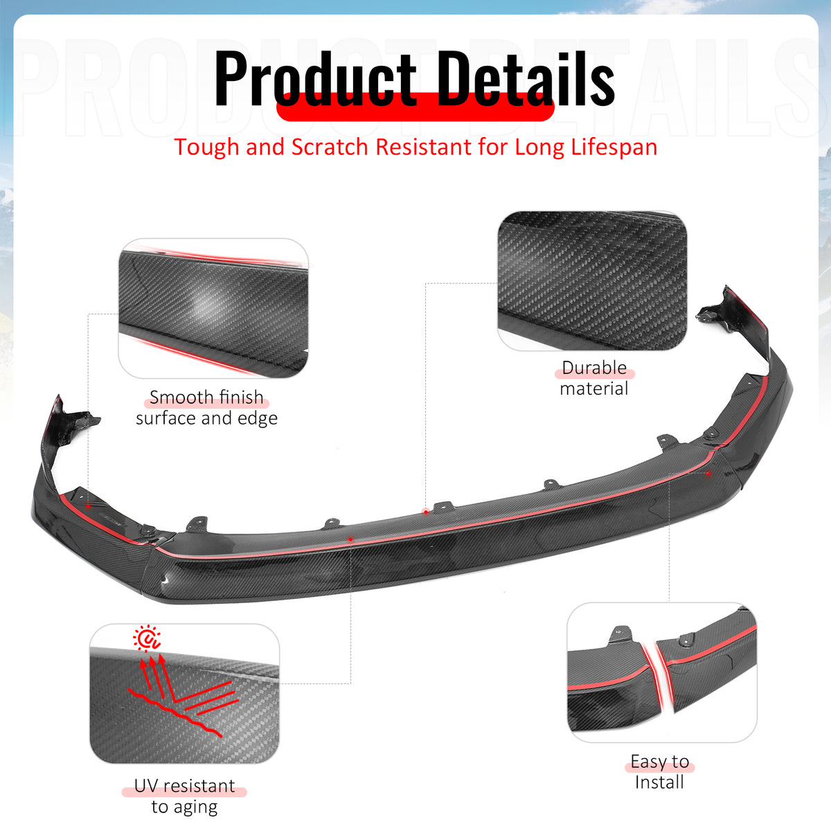 Fits 22-26 Subaru WRX OI Style Front Bumper Lip Spoiler Real Carbon Fiber 3PCS