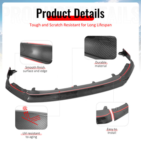 Fits 22-26 Subaru WRX OI Style Front Bumper Lip Spoiler Real Carbon Fiber 3PCS