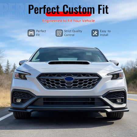 IKON MOTORSPORTS Front Bumper Lip, Compatible with 2022-2026 Subaru WRX 5th VB, STI Style Unpainted Black PP Polypropylene Air Dam Chin Spoiler Protector Splitter