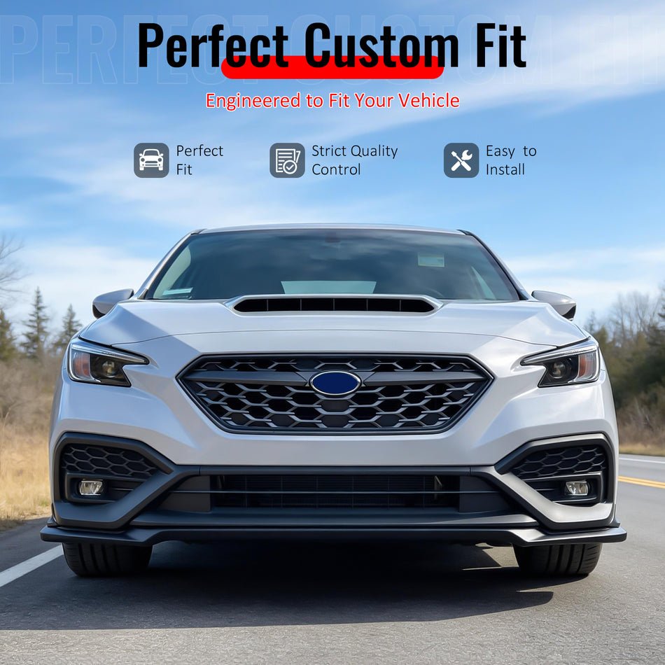 IKON MOTORSPORTS Front Bumper Lip, Compatible with 2022-2026 Subaru WRX 5th VB, STI Style Unpainted Black PP Polypropylene Air Dam Chin Spoiler Protector Splitter