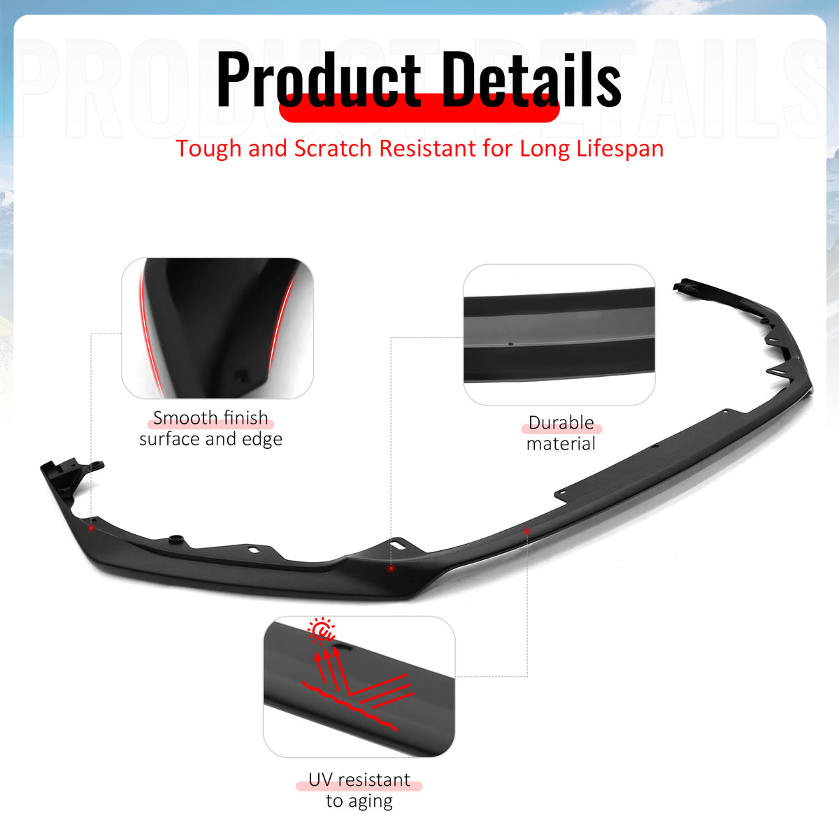 Fits 22-26 Subaru WRX 5th VB STI Style Front Bumper Lip Spoiler Kit PP Unpainted