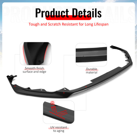 Fits 22-26 Subaru WRX 5th VB STI Style Front Bumper Lip Spoiler Kit PP Unpainted