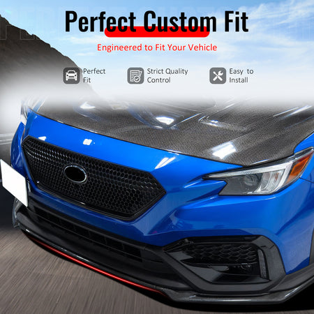IKON MOTORSPORTS Front Bumper Lip, Compatible with 2022-2026 Subaru WRX, STI Style Wet Carbon Fiber Air Dam Chin Spoiler Protector Splitter 3PCS