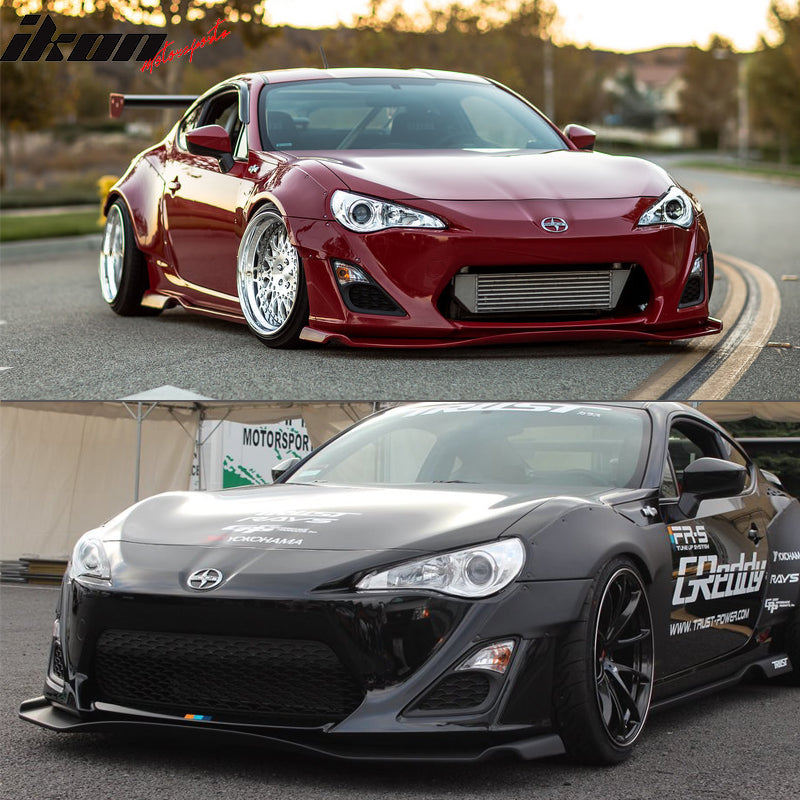 Front Bumper Lip Compatible With 2013-2016 Scion FRS, GR Style Black PU Front Lip Finisher Under Chin Spoiler Add On by IKON MOTORSPORTS, 2014 2015