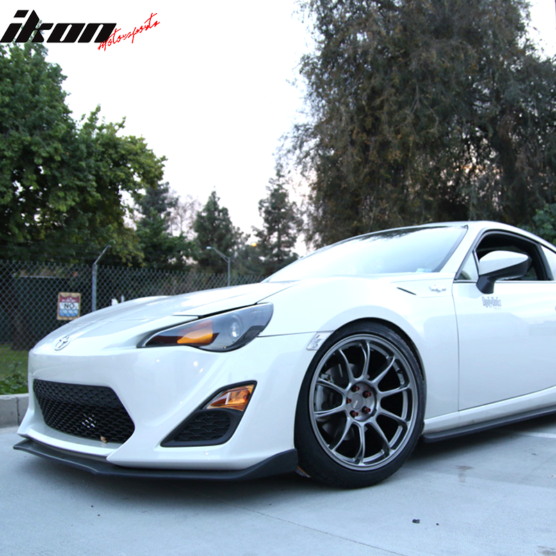 Front Bumper Lip Compatible With 2013-2016 Scion FRS, STI Style PU Black Front Lip Spoiler Splitter by IKON MOTORSPORTS, 2014 2015