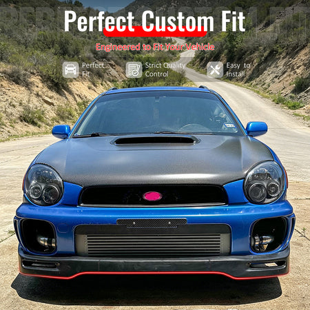 IKON MOTORSPORTS Front Bumper Lip, Compatible with 2002-2003 Subaru Impreza WRX/RS Sedan, STI Style Unpainted Black PU Air Dam Chin Spoiler Protector Splitter 3PCS