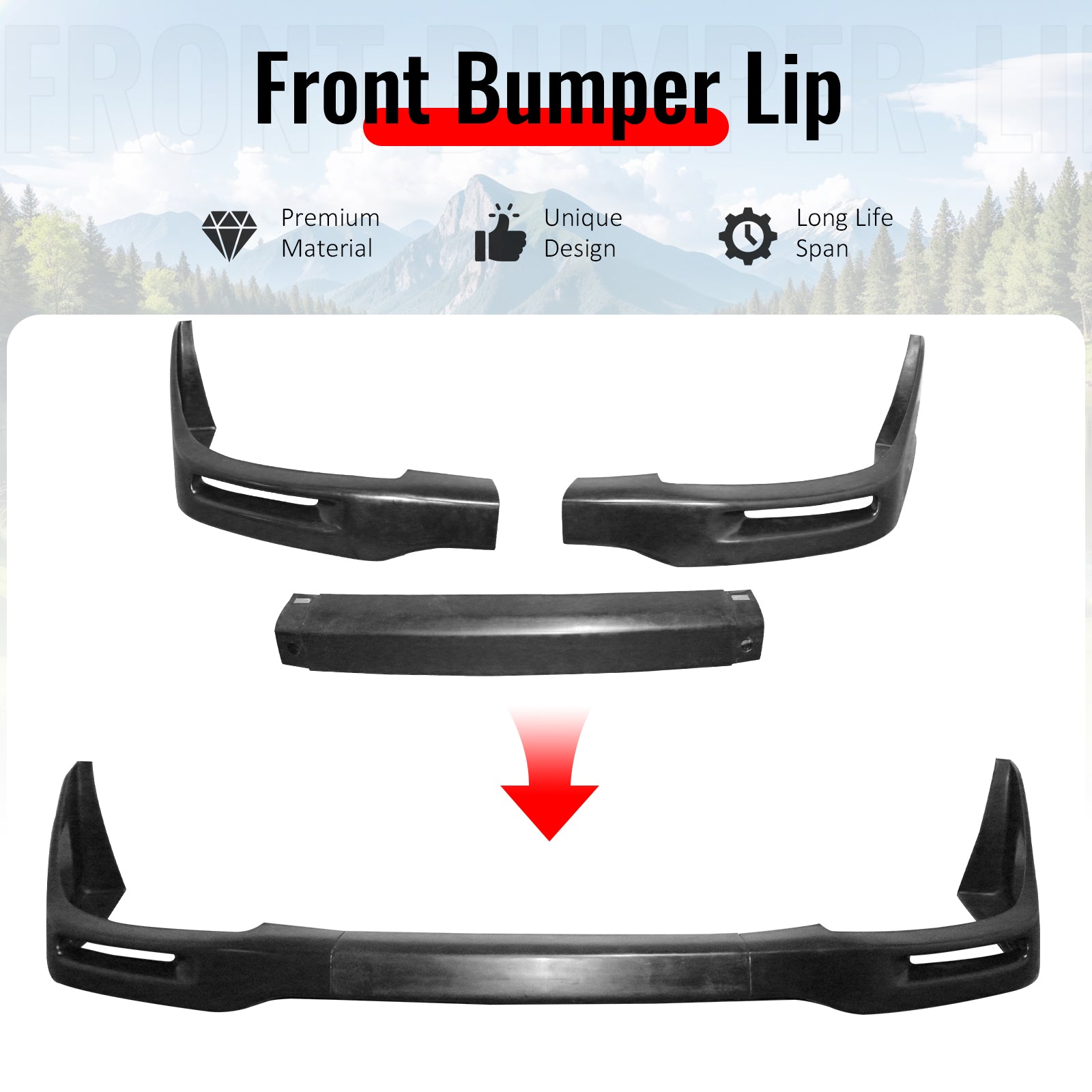 Fits 02-03 Subaru Impreza Sedan STI Style Front Bumper Lip Unpainted PU 3PCS Set