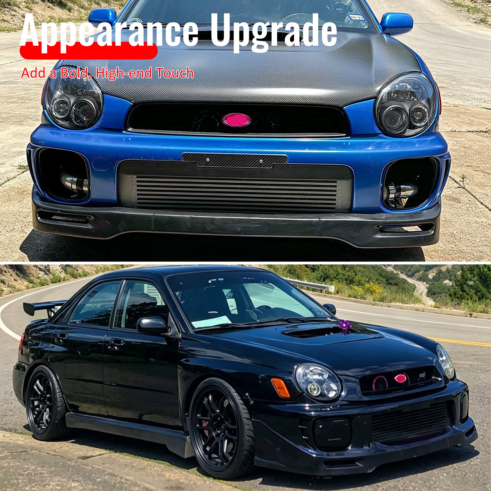 Fits 02-03 Subaru Impreza Sedan STI Style Front Bumper Lip Unpainted PU 3PCS Set