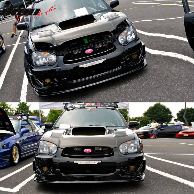 Front Bumper Lip Compatible With 2004-2005 Subaru Impreza, DS Style PU Black Guard Protection Finisher Under Chin Spoiler by IKON MOTORSPORTS