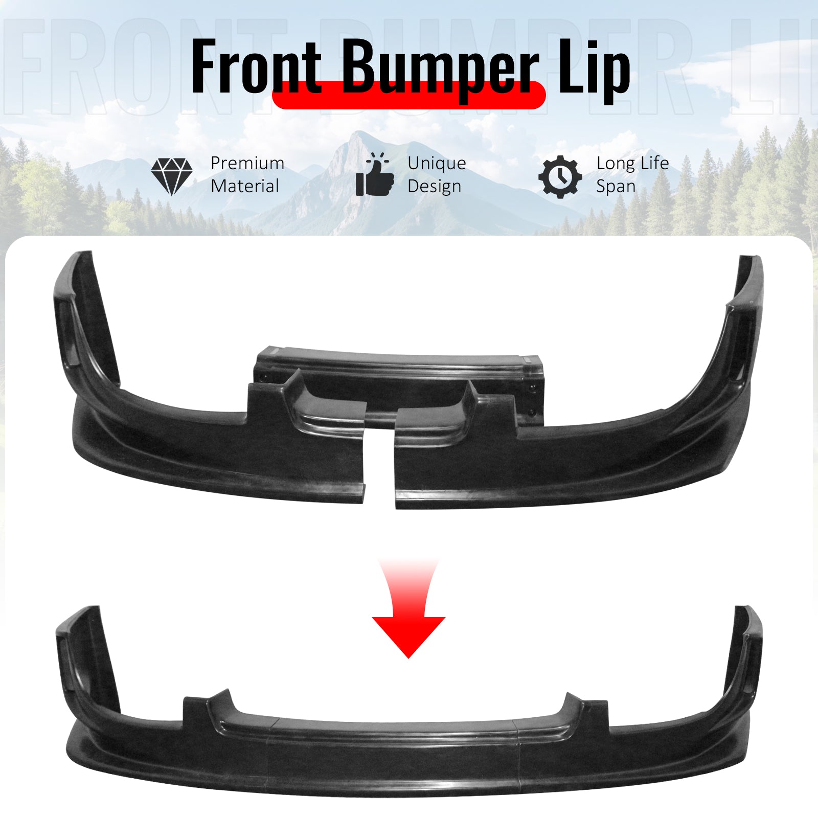 Fits 04-05 Subaru Impreza WRX Front Bumper Lip Spoiler Splitter Chin PU 3PCS