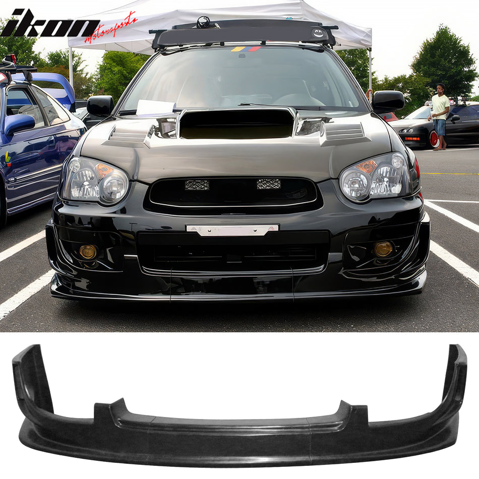 2004-2005 Subaru Impreza WRX 3PCS Front Lower Bumper Lip Air Dam Chin Spoiler Splitter Unpainted Black Polyurethane PU