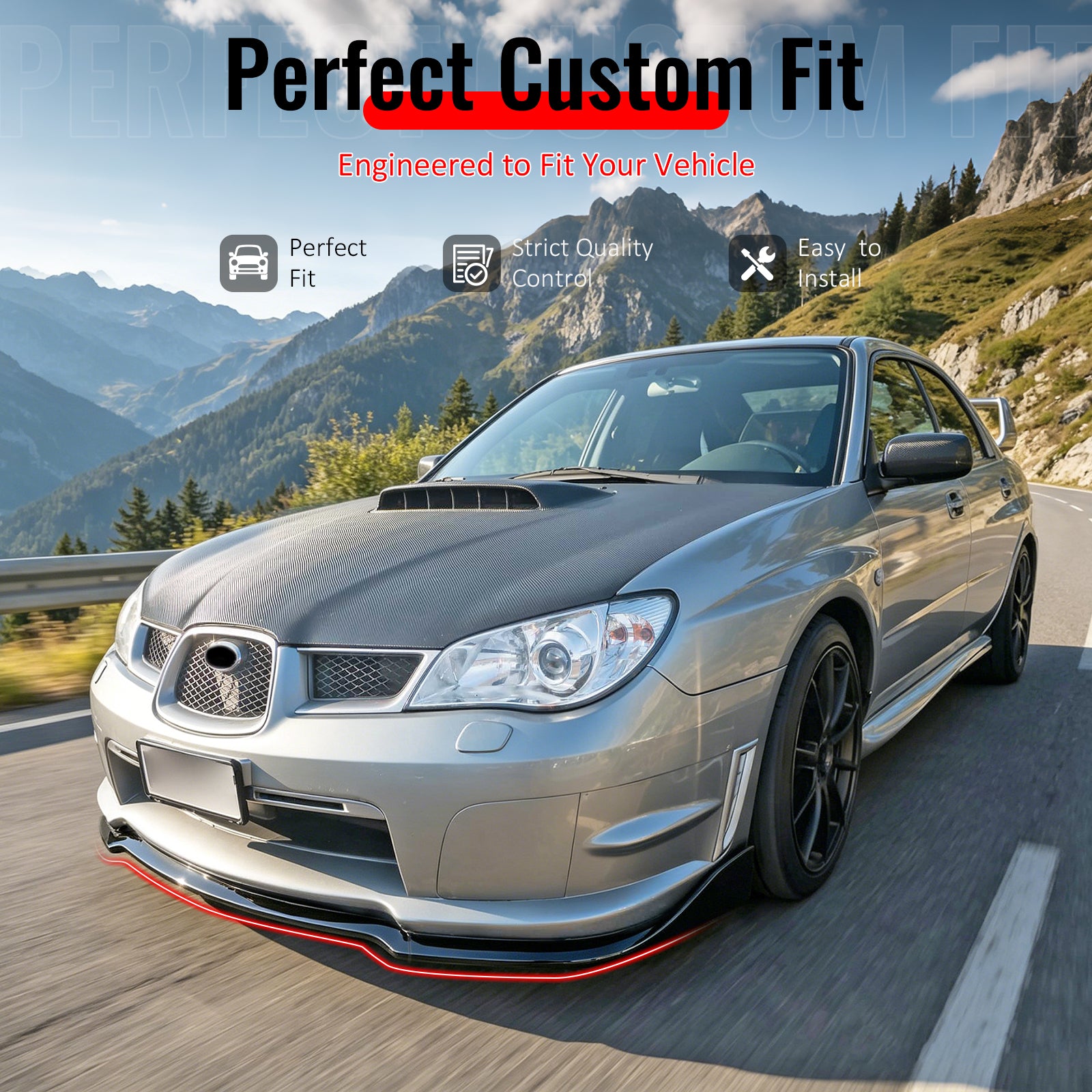 For 2006-2007 Subaru Impreza WRX Front Bumper Lip Carbon Fiber Print 3PCS