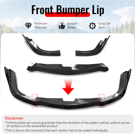 For 06-07 Subaru Impreza WRX CS2 Style Front Bumper Lip Carbon Fiber Print 3PCS