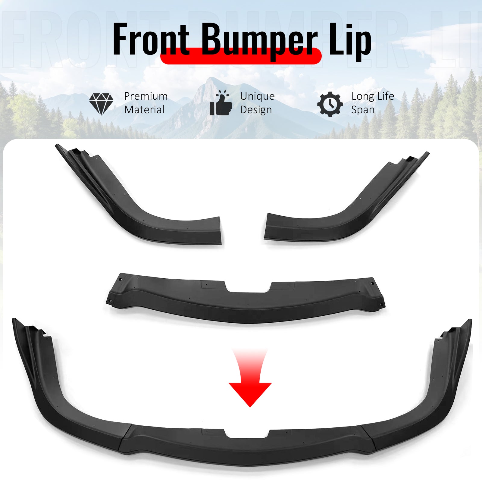 For 06-07 Subaru Impreza WRX/WRX STI CS2 Style Front Bumper Lip Matte Black 3PCS