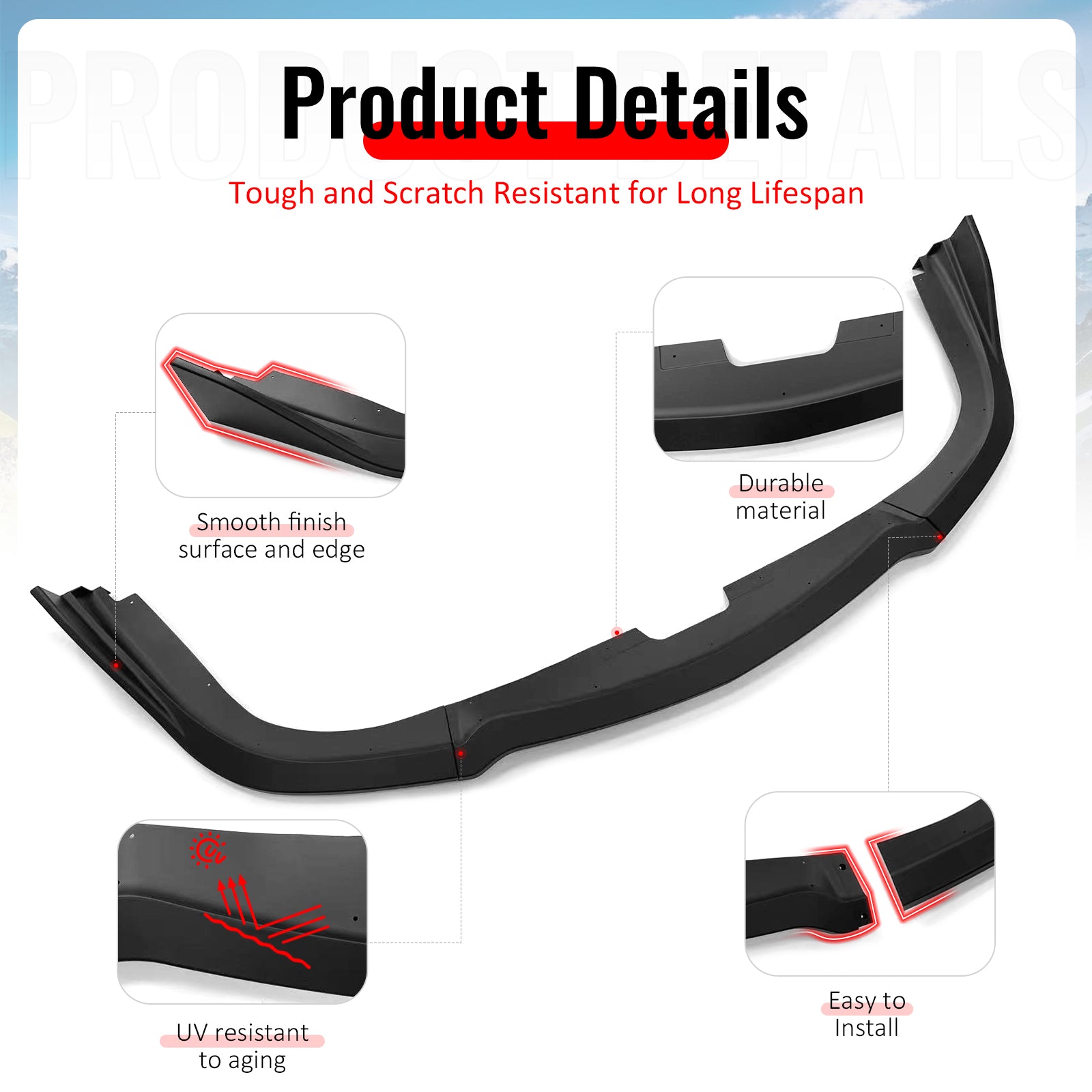 For 06-07 Subaru Impreza WRX/WRX STI CS2 Style Front Bumper Lip Matte Black 3PCS