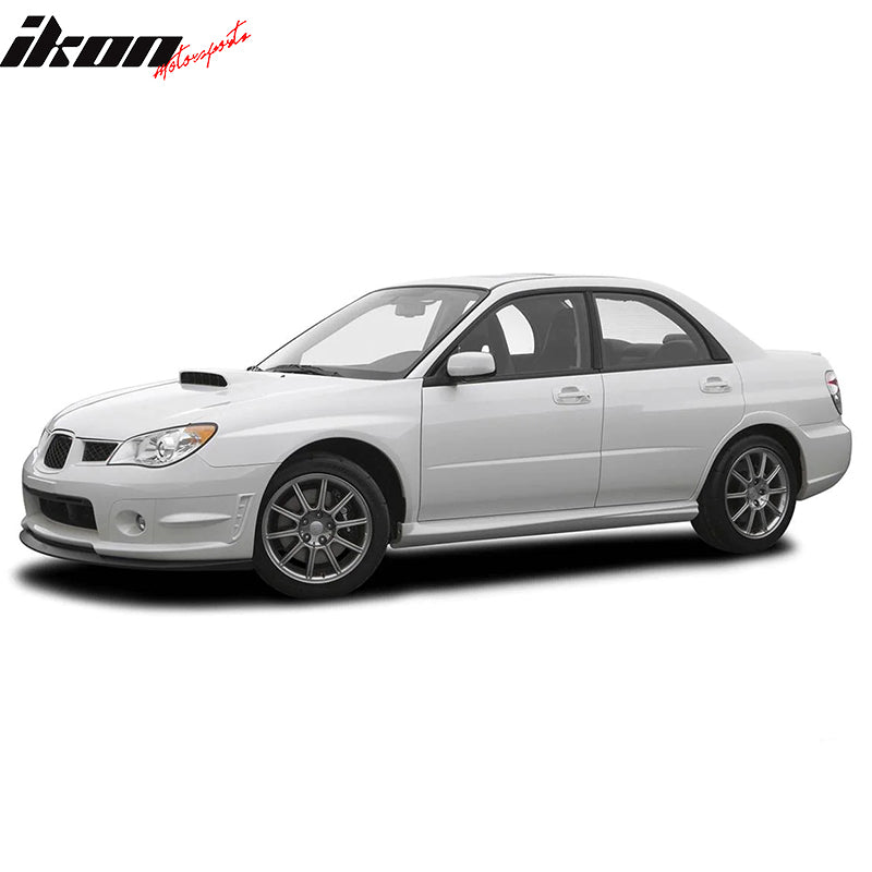 IKON MOTORSPORTS, Front Bumper Lip Compatible With 2006-2007 Subaru Impreza WRX Sedan & Wagon 4-Door, STI Style Unpainted Black PP Front Lip Spoiler Splitter