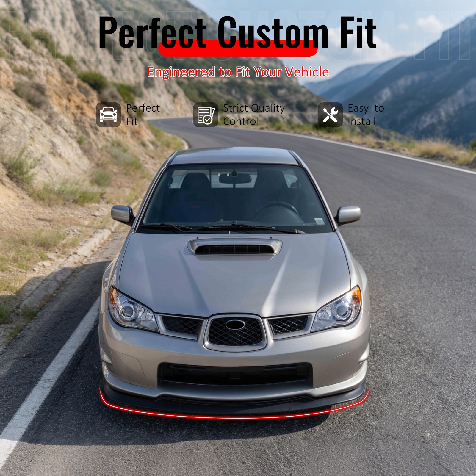IKON MOTORSPORTS Front Bumper Lip, Compatible with 2006-2007 Subaru Impreza WRX All Models, Gloss Black PP Air Dam Chin Spoiler Protector Splitter 3PCS