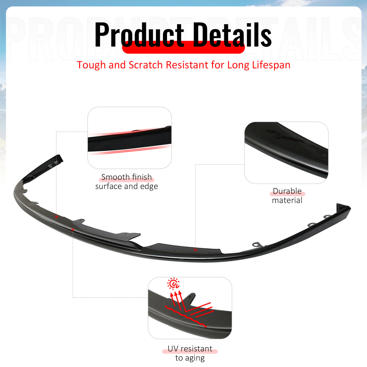 Fits 08-10 Subaru Impreza WRX STI Front Bumper Lip Spoiler Unpainted PP Splitter