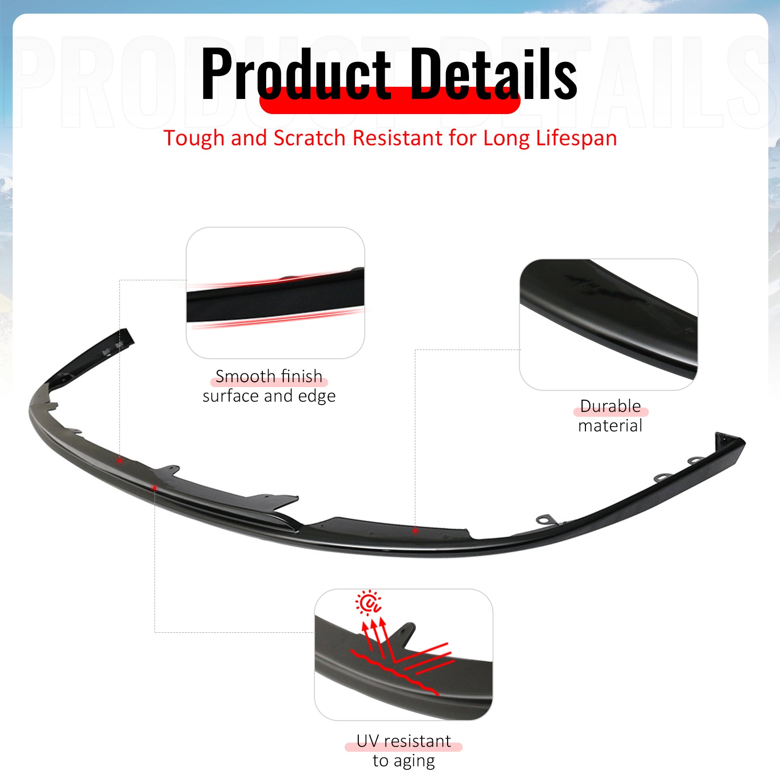 Fits 08-10 Subaru Impreza WRX STI Front Bumper Lip Spoiler Unpainted PP Splitter