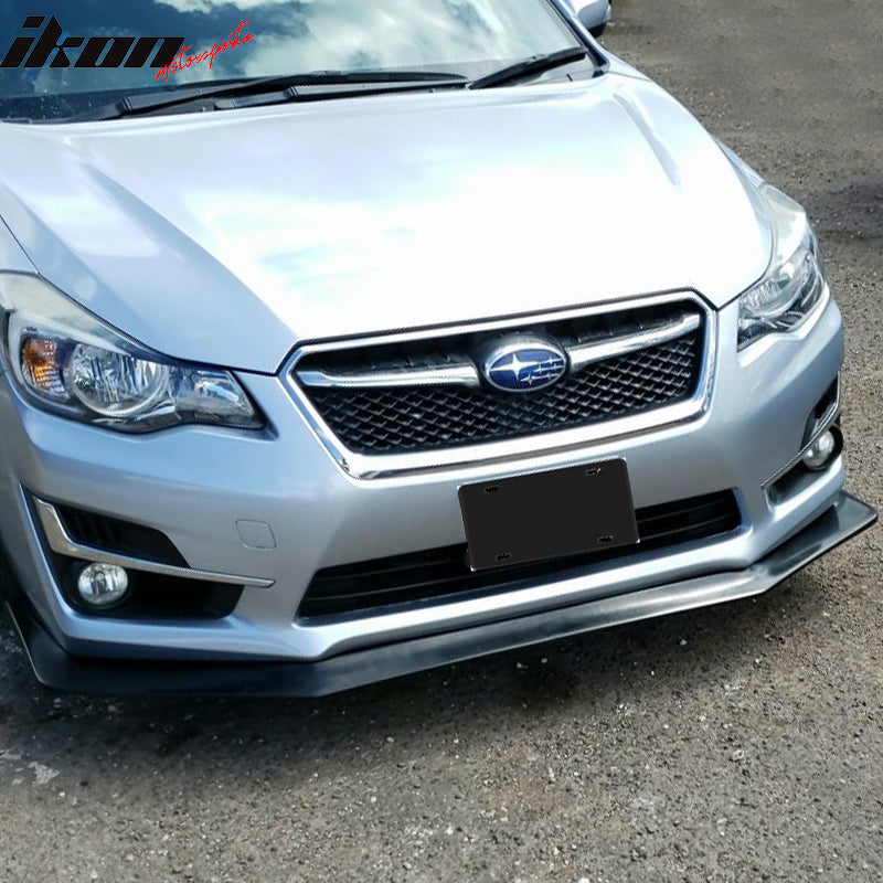 Front Bumper Lip Compatible With 2012-2014 Subaru Impreza, IKON V6 Style Black PU Front Lip Finisher Under Chin Spoiler Add On Extension Body Kit by IKON MOTORSPORTS, 2013