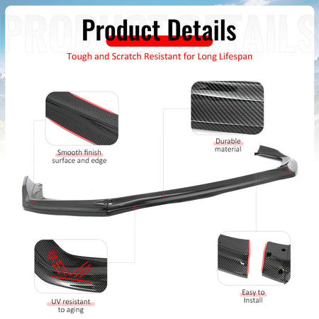 Fits 15-21 Subaru WRX STI Front Bumper Lip 3PC CS Style Carbon Fiber Print Kit