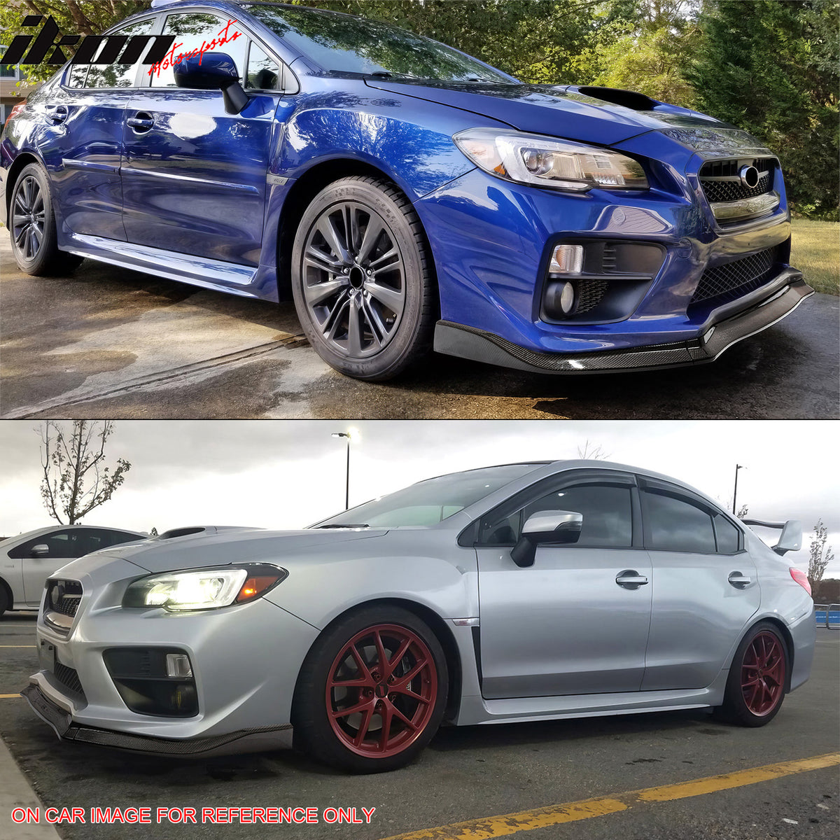 Fits 15-21 Subaru WRX STI Front Bumper Lip 3PC CS Style Carbon Fiber Print Kit