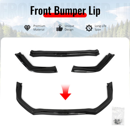 Fits 15-21 Subaru WRX STI Front Bumper Lip 3PC CS Style Gloss Black Chin Spoiler
