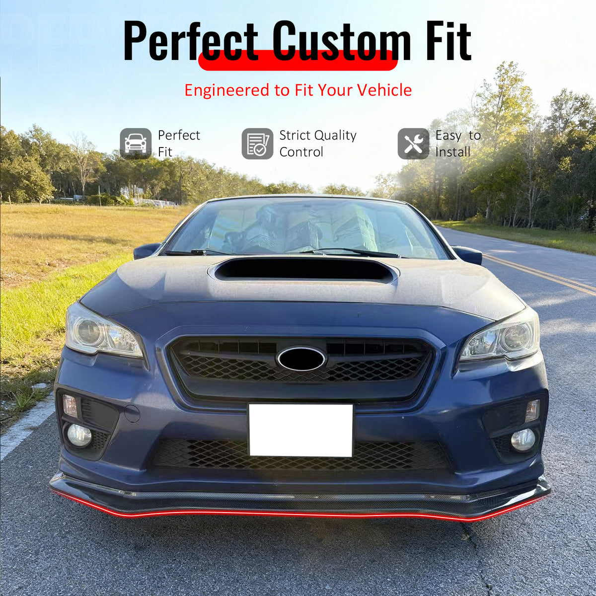 IKON MOTORSPORTS Front Bumper Lip, Compatible with 2015-2021 Subaru WRX & WRX STI, IKON Style Black Real Carbon Fiber Air Dam Chin Spoiler Protector Splitter 3PCS