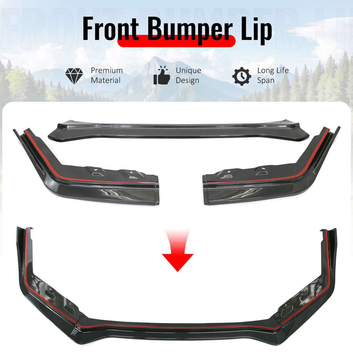 Fits 15-21 Subaru WRX/WRX STI Front Bumper Lip Carbon Fiber IKON Style Spoiler