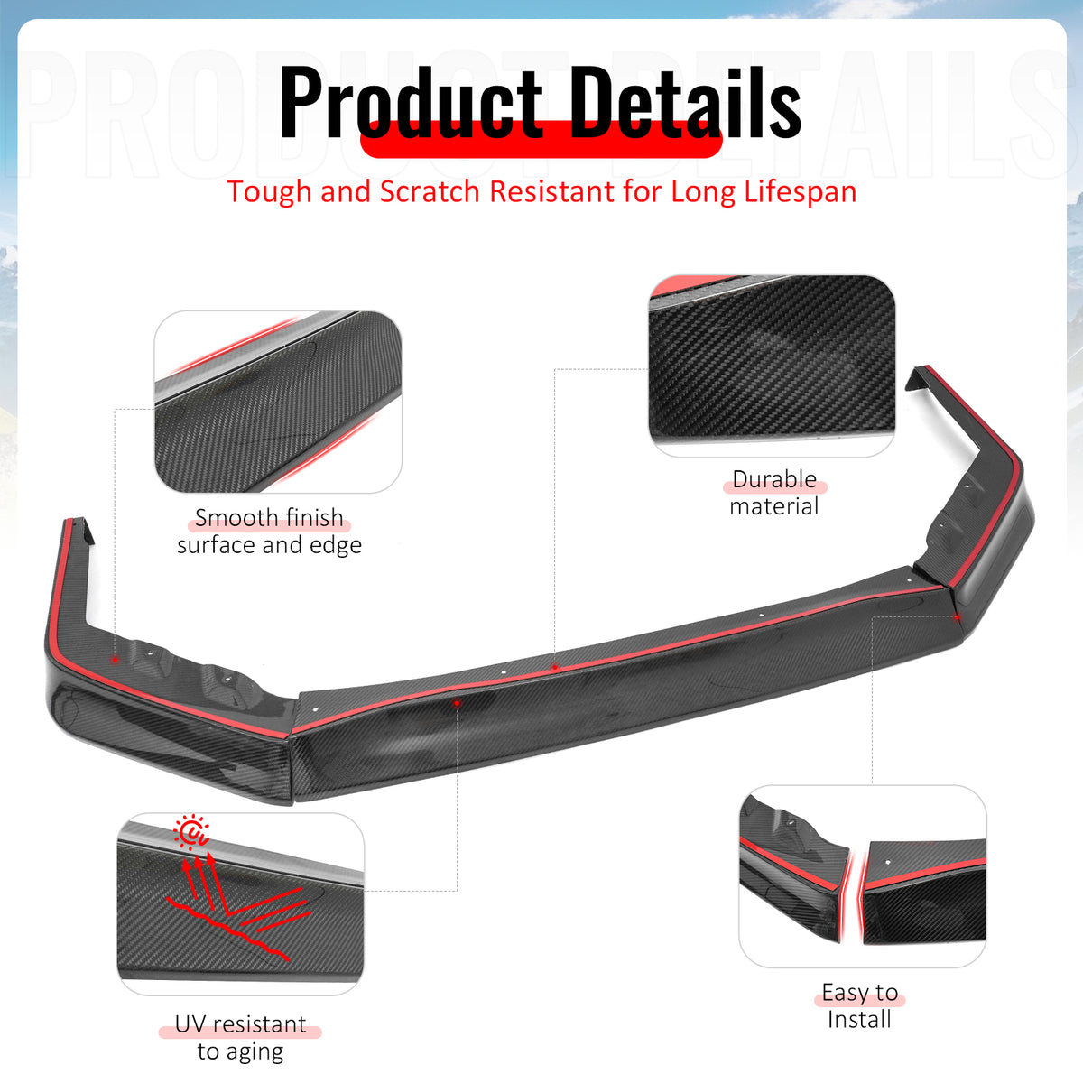 Fits 15-21 Subaru WRX STI OI Style Wet Carbon Fiber Front Bumper Lip Spoiler 3PC