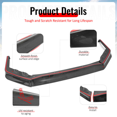 Fits 15-21 Subaru WRX STI OI Style Wet Carbon Fiber Front Bumper Lip Spoiler 3PC