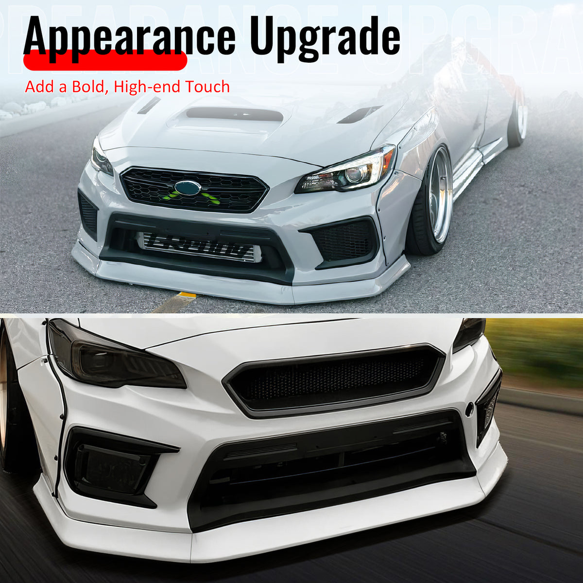 Fits 15-21 Subaru WRX STI OI Style Wet Carbon Fiber Front Bumper Lip Spoiler 3PC